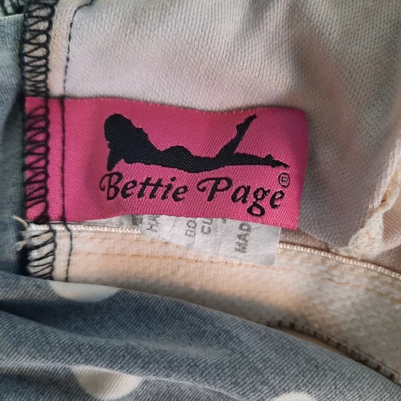 Bettie Page Retro Polka Dot Ruffle Trim One Piece Swim Dress Navy Blue Size 16W - Picture 13 of 16